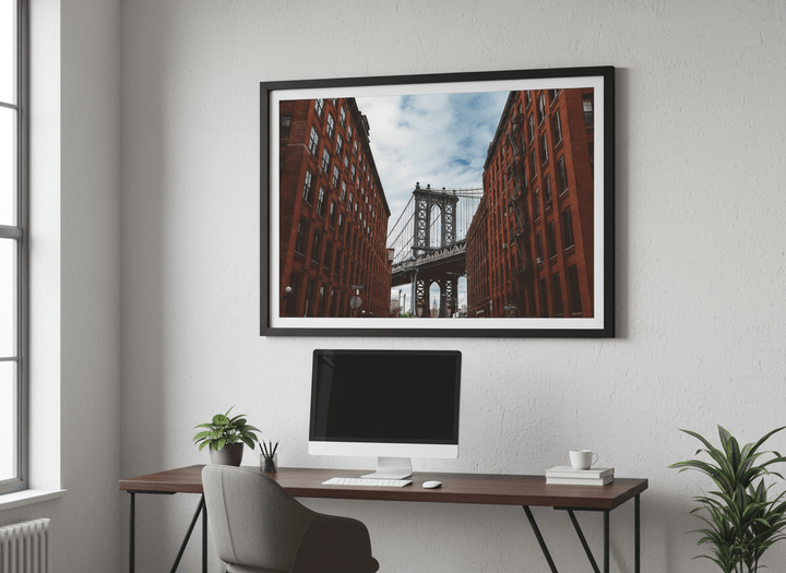 Contemporary wall art featured in a bright modern office workspace