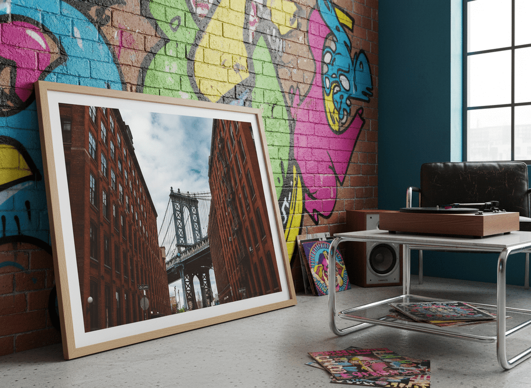 Bold wall art styled in a colourful, eclectic modern home