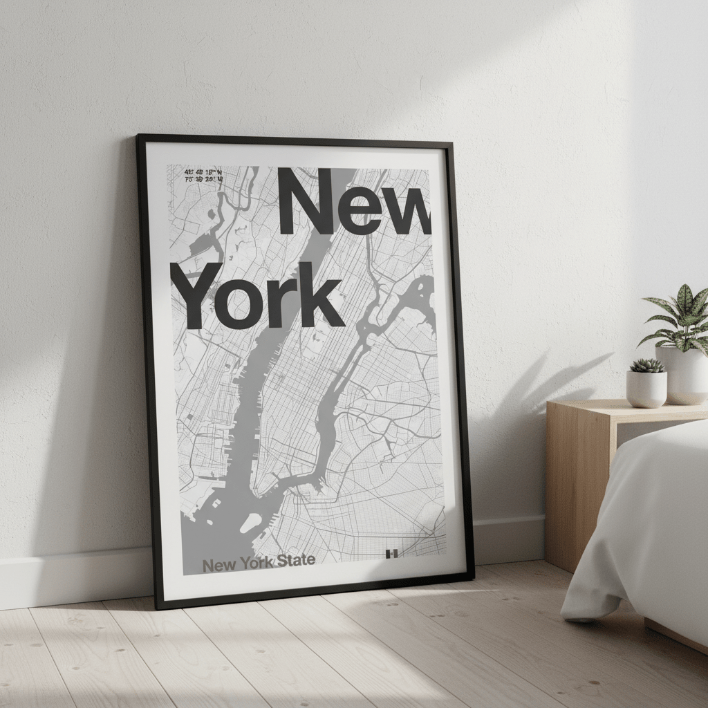 New York Minimal Map by Florent Bodart wall - art - picture - poster