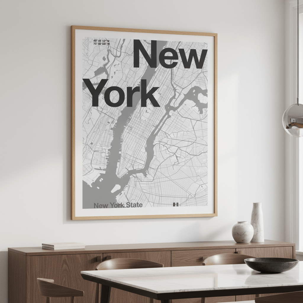 New York Minimal Map by Florent Bodart wall - art - picture - poster