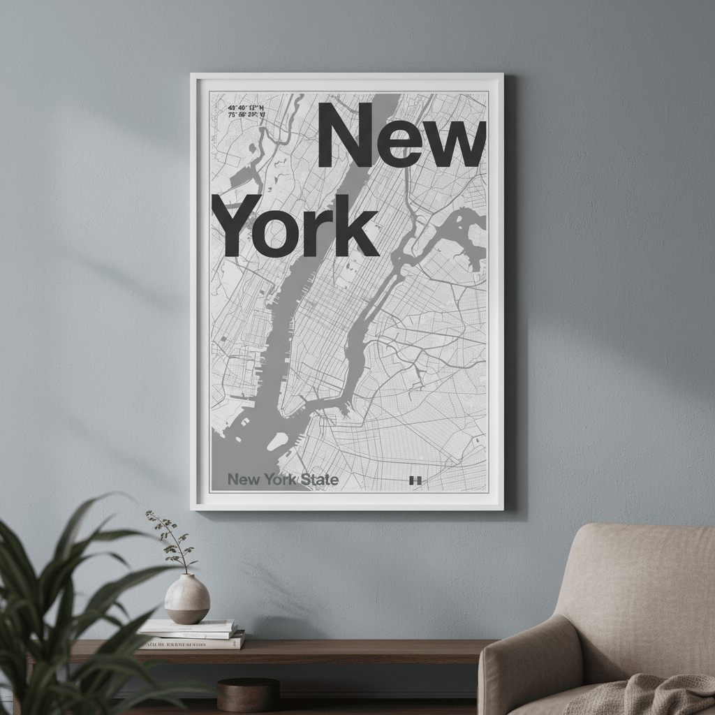 New York Minimal Map by Florent Bodart wall - art - picture - poster