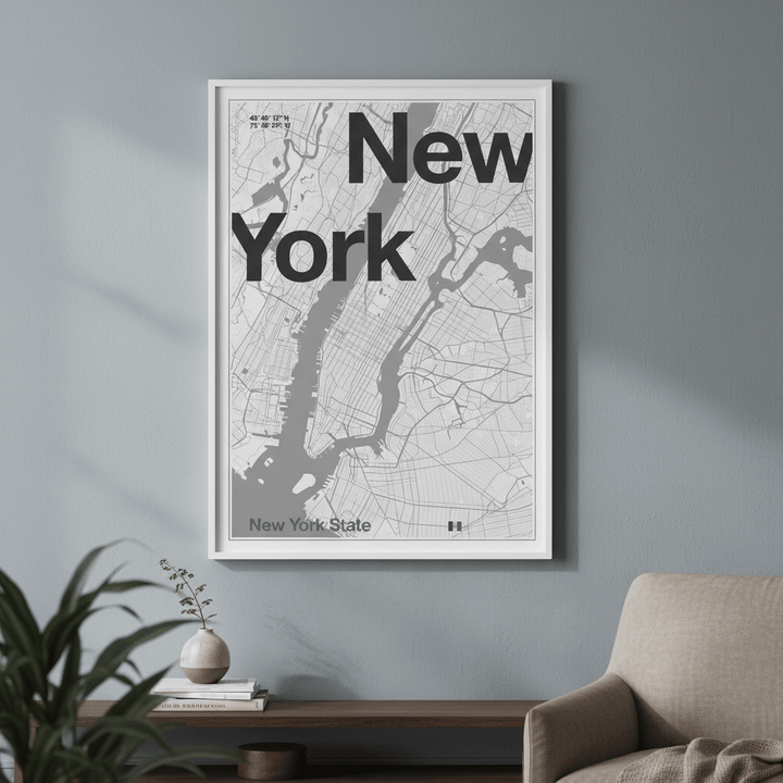 New York Minimal Map by Florent Bodart wall - art - picture - poster