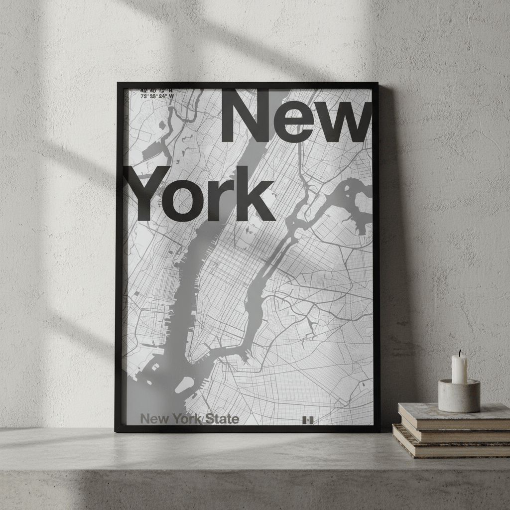 New York Minimal Map by Florent Bodart wall - art - picture - poster