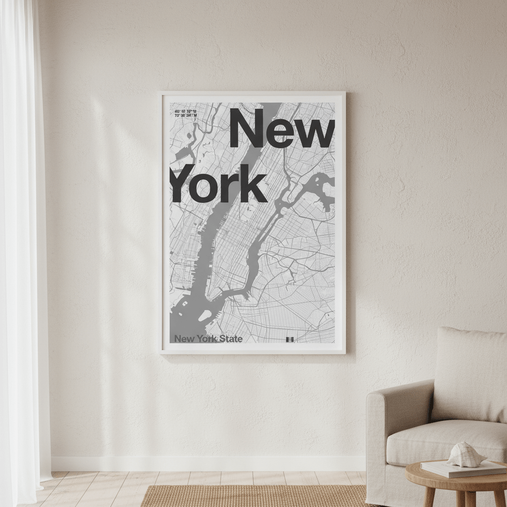 New York Minimal Map by Florent Bodart wall - art - picture - poster