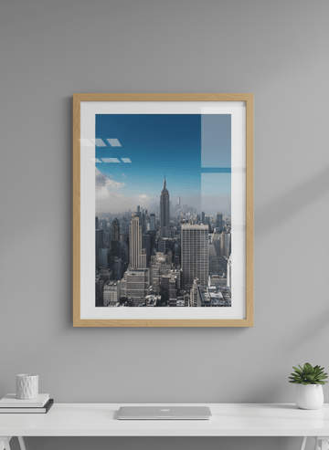 Contemporary wall art featured in a bright modern office workspace