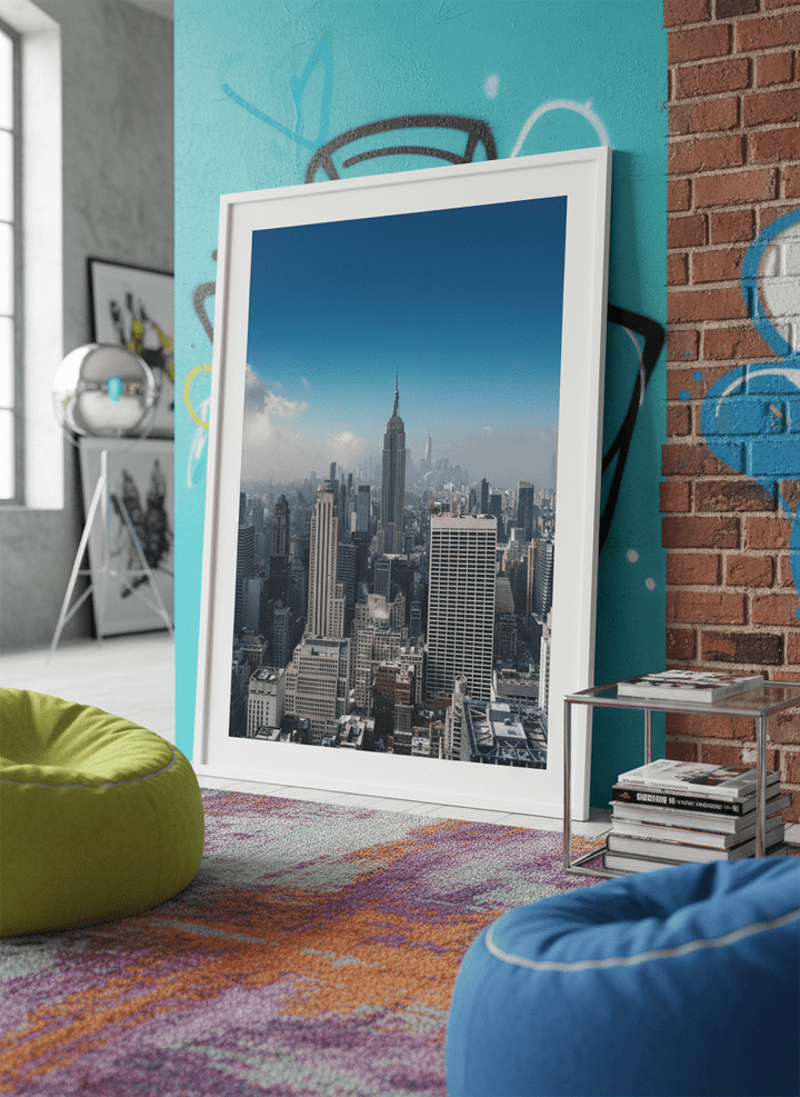 Bold wall art styled in a colourful, eclectic modern home