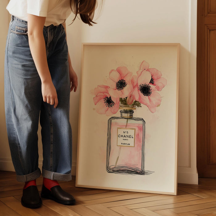 No 5 Chanel parfum flower bottle | Art & Canvas Print