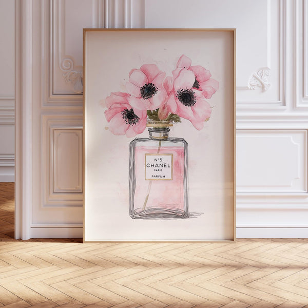 No 5 Chanel parfum flower bottle wall art