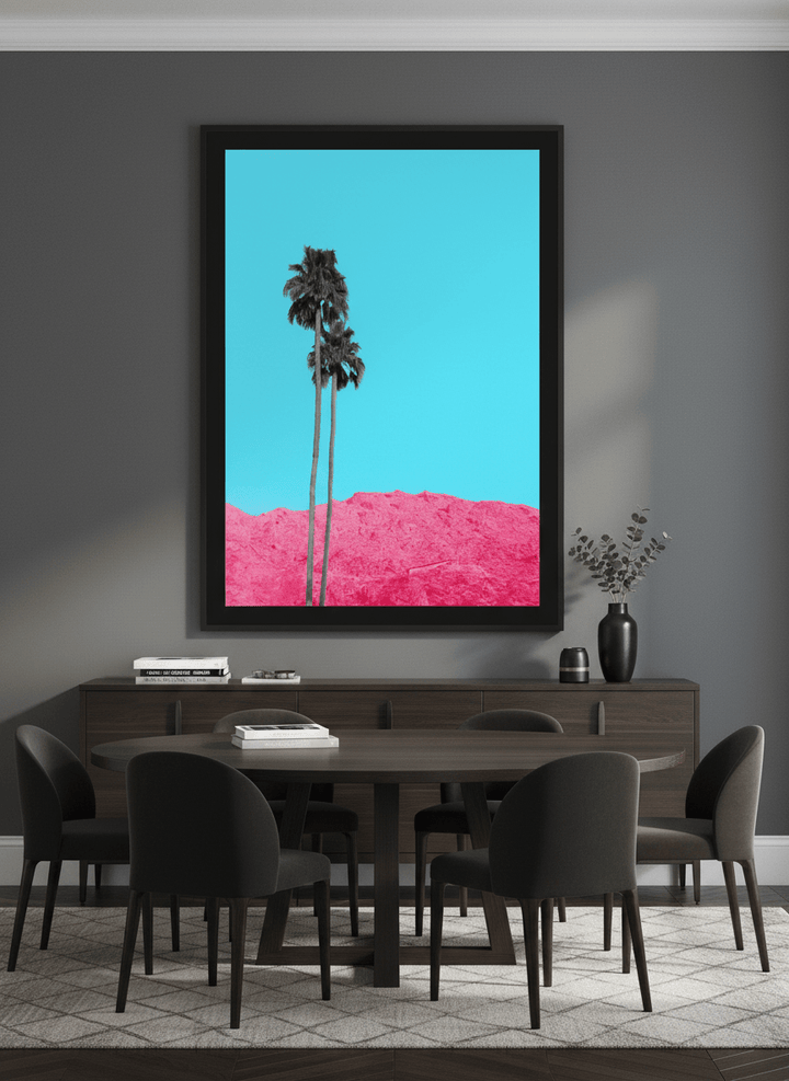 Monumental artwork centred on a feature wall in a luxe interior