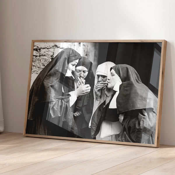 Nuns Smoking Vintage Wall Art Photography