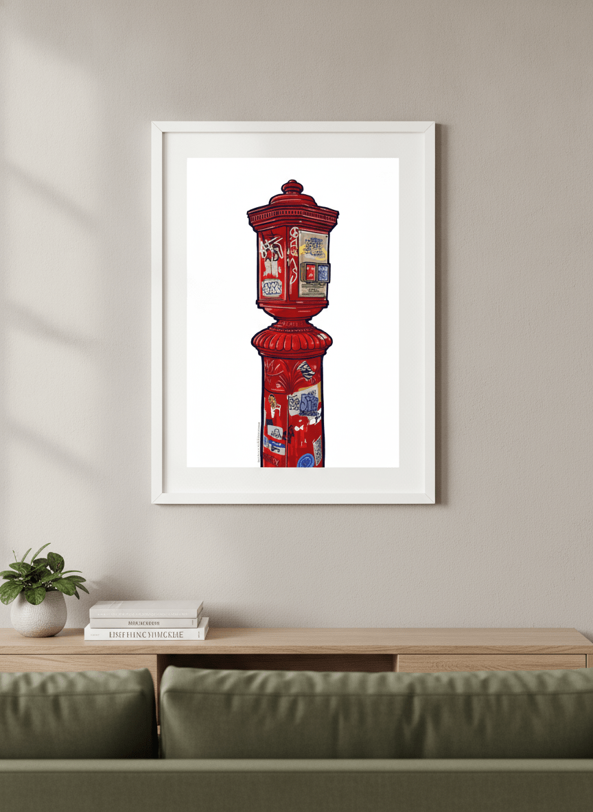 Modern wall art styled above a sofa in a neutral living room
