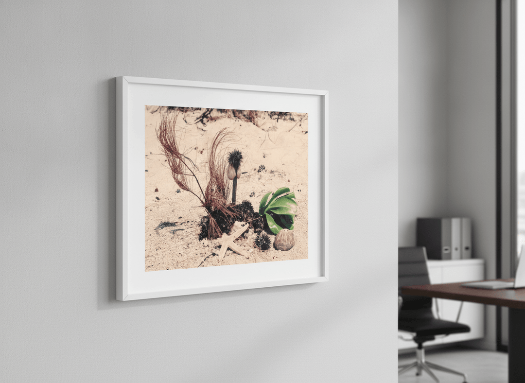 Contemporary wall art featured in a bright modern office workspace