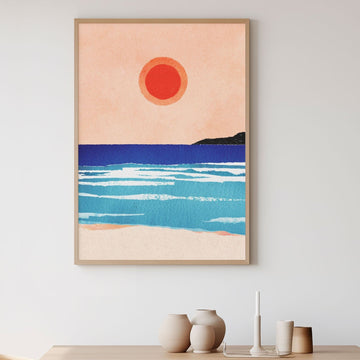 artwork of ocean on white wall