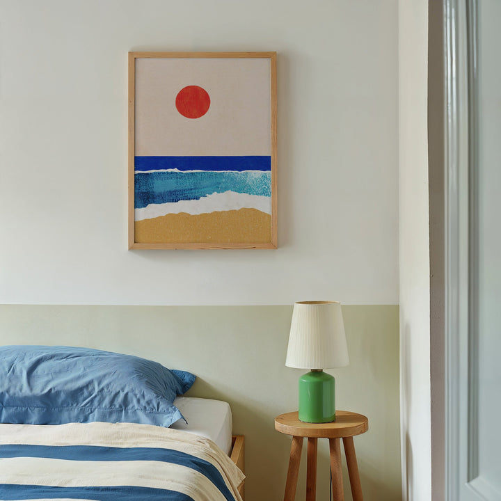 ocean artwork on bedroom