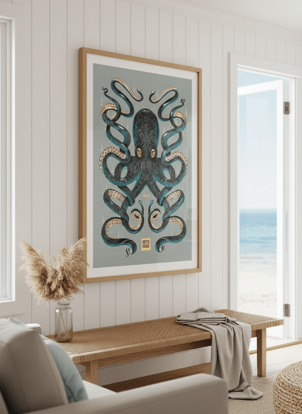 Octopus Black & Gold By Mark Harrison