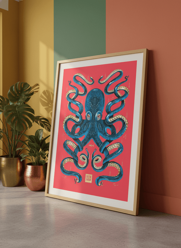 Octopus Magenta & Blue By Mark Harrison