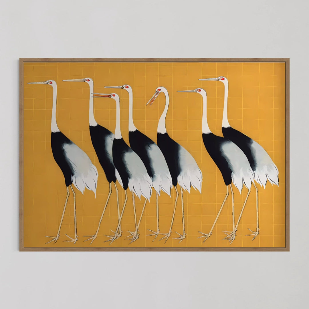 Ogata Korin Flock of Japanese Red Crown Cranes Wall Art - Style My Wall