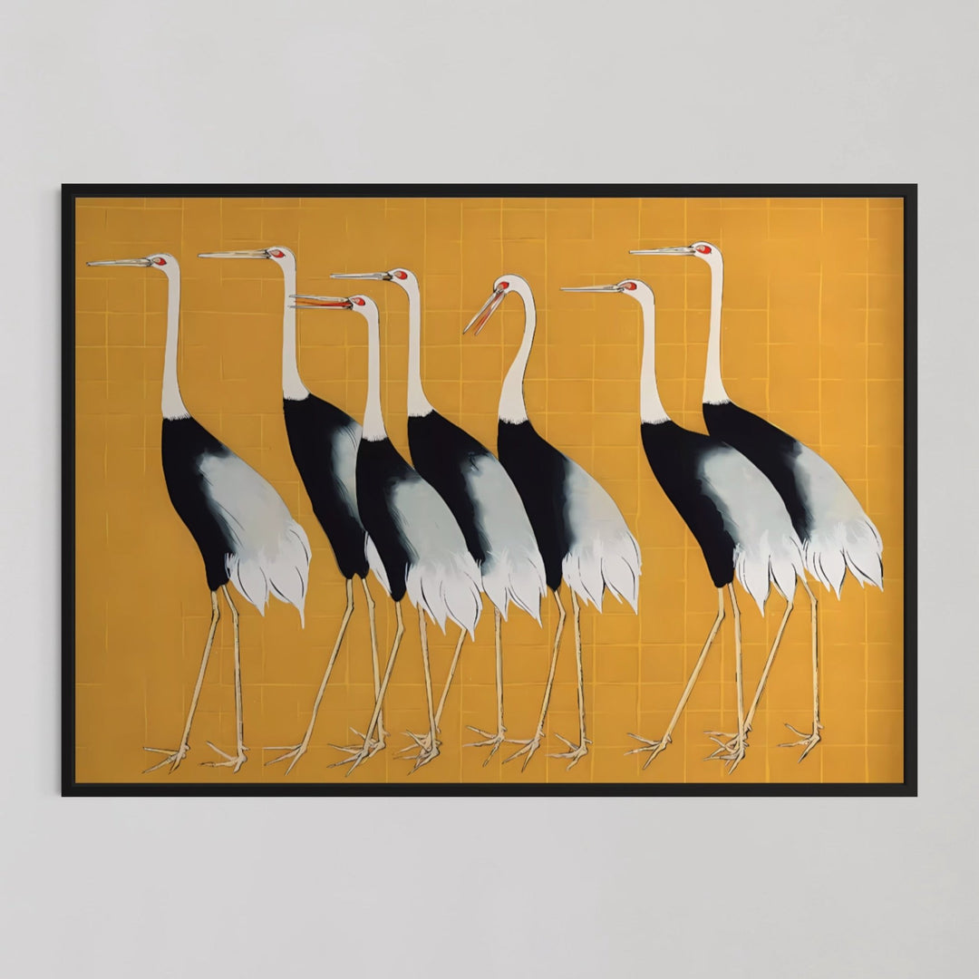 Ogata Korin Flock of Japanese Red Crown Cranes Wall Art - Style My Wall