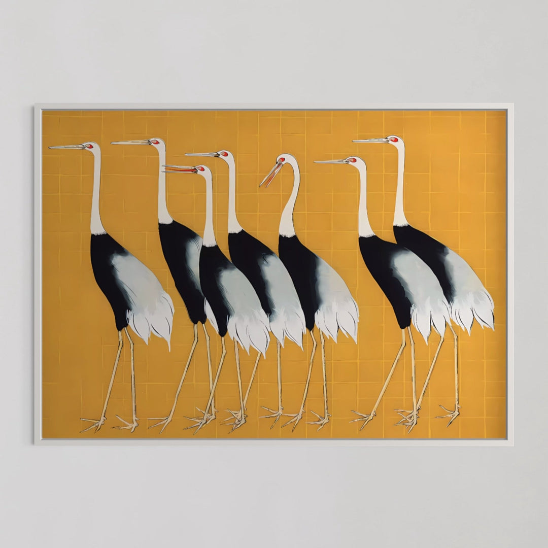 Ogata Korin Flock of Japanese Red Crown Cranes Wall Art - Style My Wall