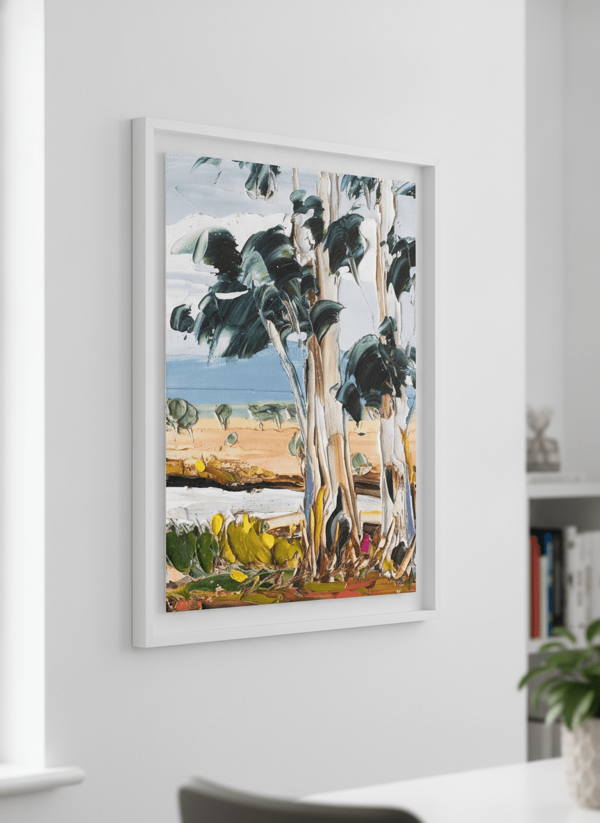 Contemporary wall art featured in a bright modern office workspace