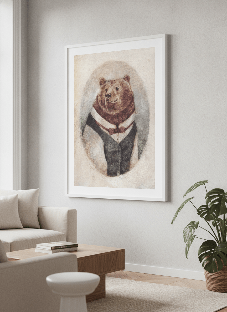 Modern wall art styled above a sofa in a neutral living room