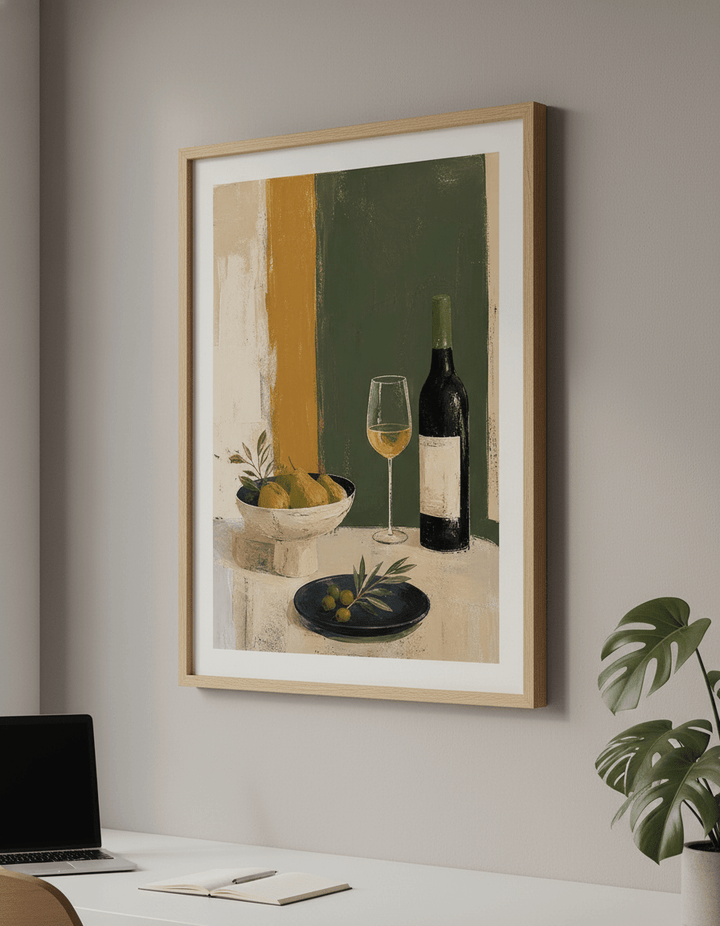 Contemporary wall art featured in a bright modern office workspace