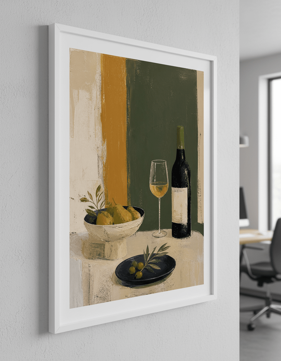 Contemporary wall art featured in a bright modern office workspace