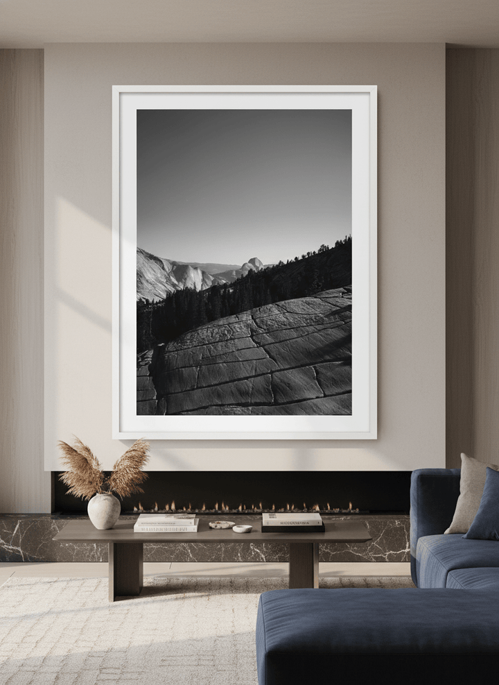 Monumental artwork centred on a feature wall in a luxe interior