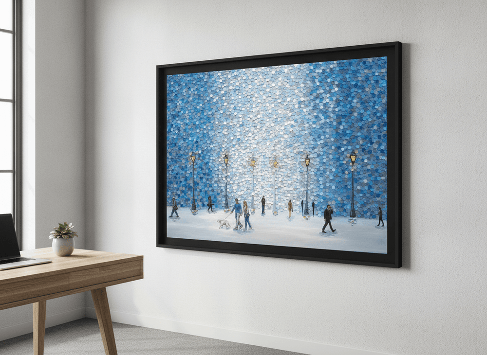 Contemporary wall art featured in a bright modern office workspace