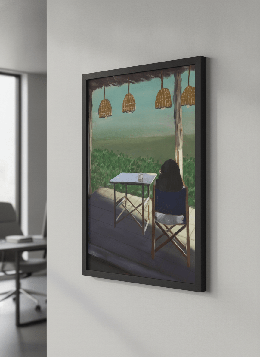 Contemporary wall art featured in a bright modern office workspace