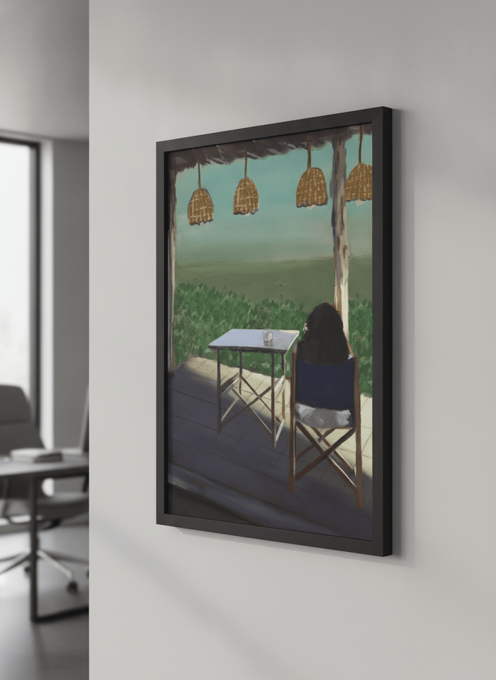 Contemporary wall art featured in a bright modern office workspace