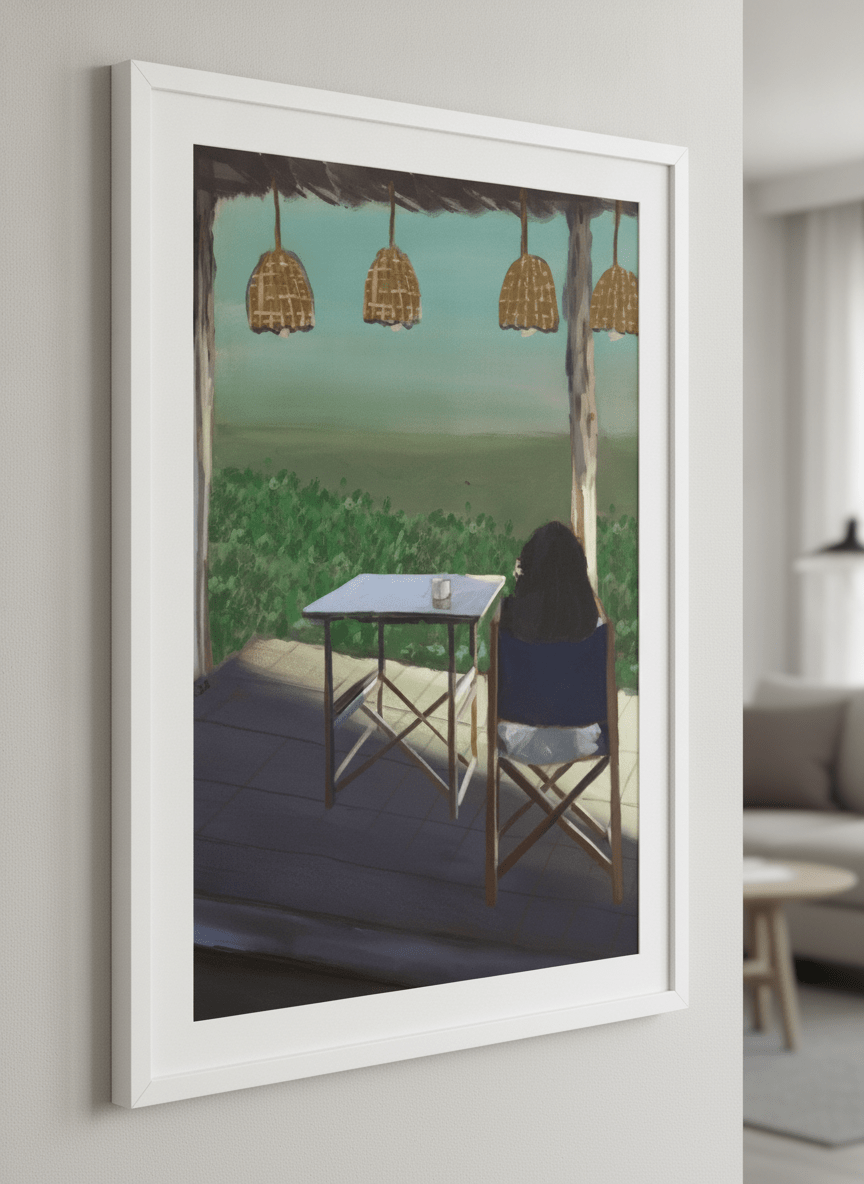 Modern wall art styled above a sofa in a neutral living room