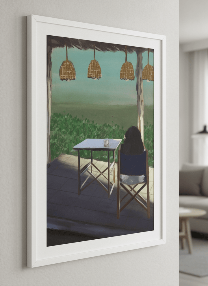 Modern wall art styled above a sofa in a neutral living room