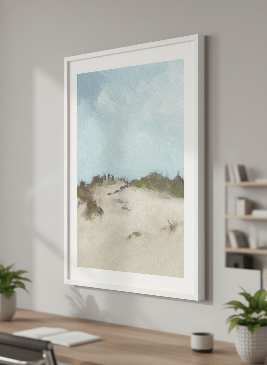 Contemporary wall art featured in a bright modern office workspace
