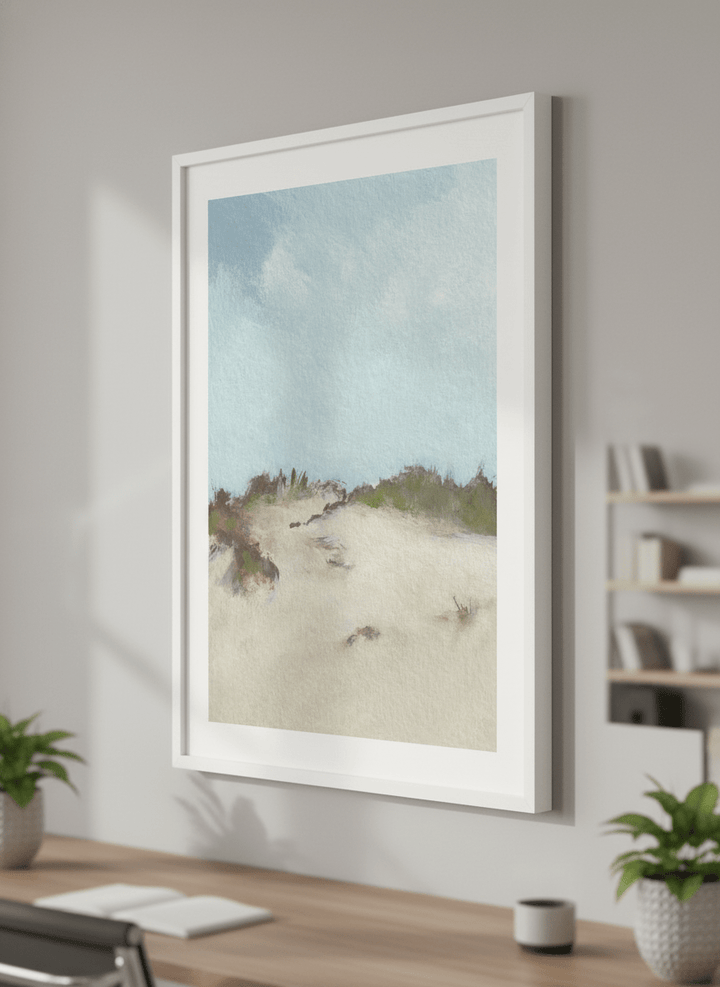 Contemporary wall art featured in a bright modern office workspace