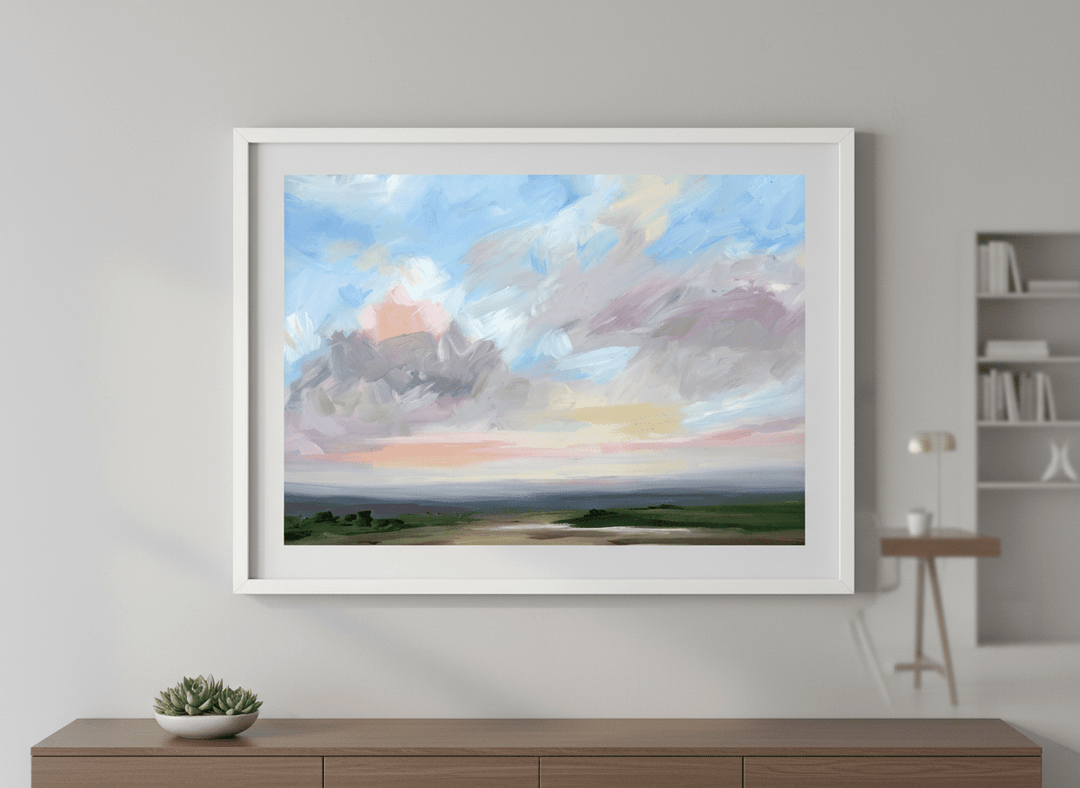 Contemporary wall art featured in a bright modern office workspace