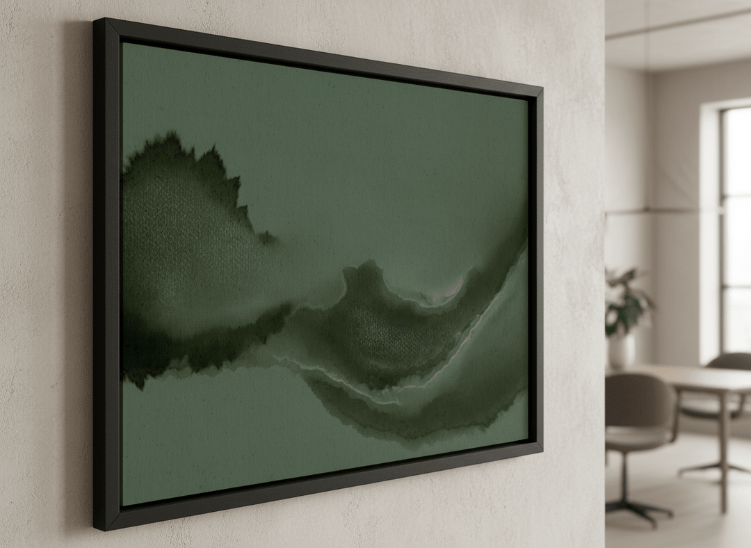 Contemporary wall art featured in a bright modern office workspace