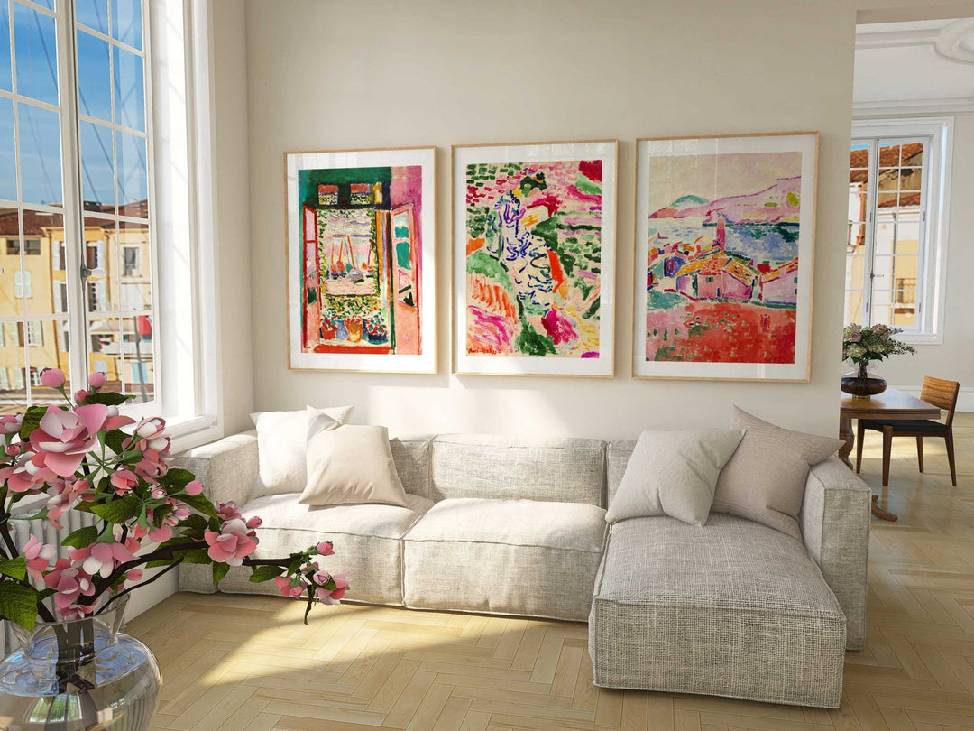 Open Window, Lake & Church Exhibition Trio Prints by Henri Matisse - Style My Wall