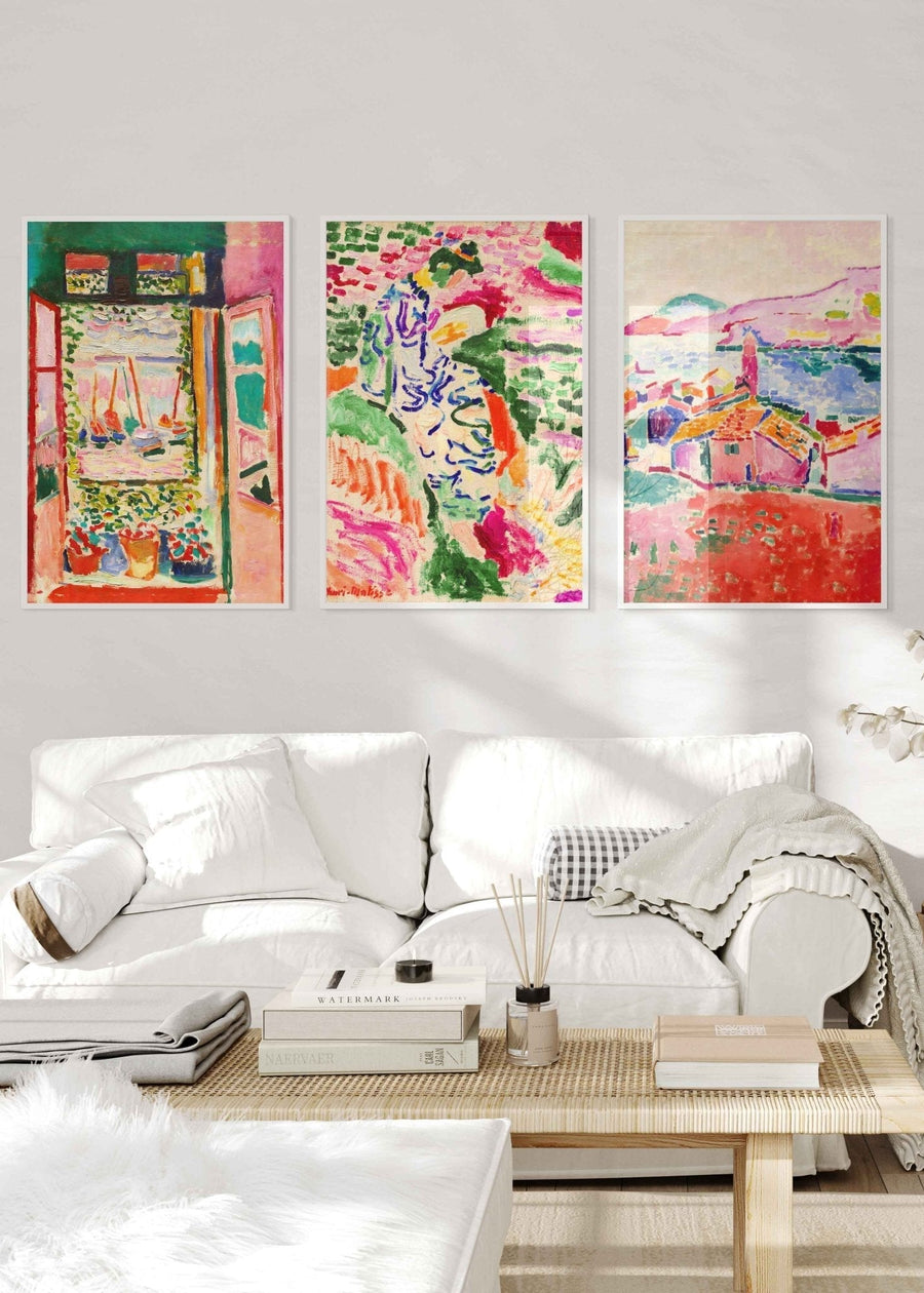 Open Window, Lake & Church Exhibition Trio Prints by Henri Matisse