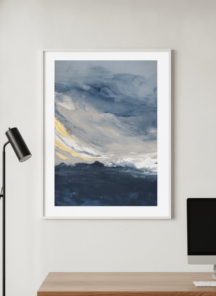 Contemporary wall art featured in a bright modern office workspace
