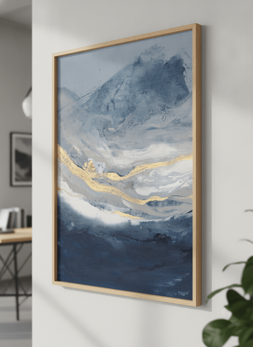Contemporary wall art featured in a bright modern office workspace