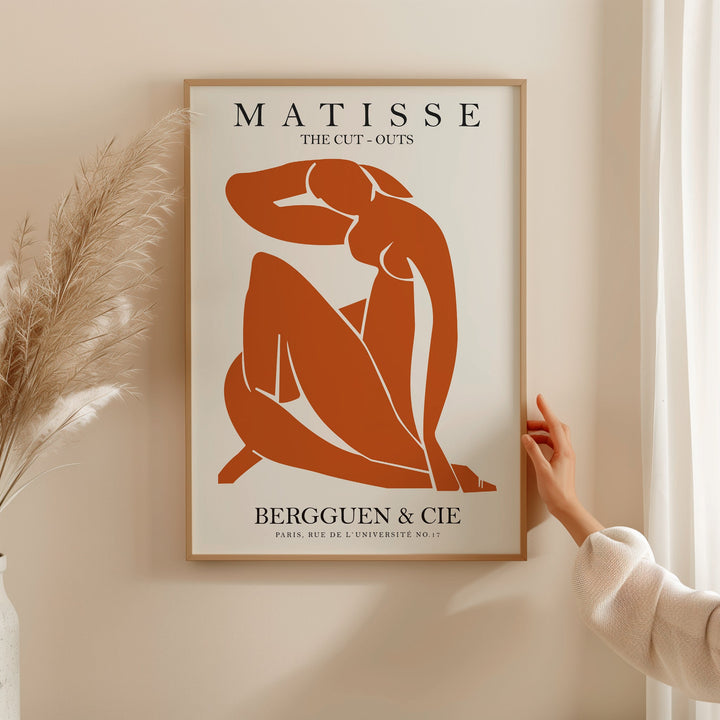Orange Henri Matisse Lady Papier Decoupes,livingroom,timber border