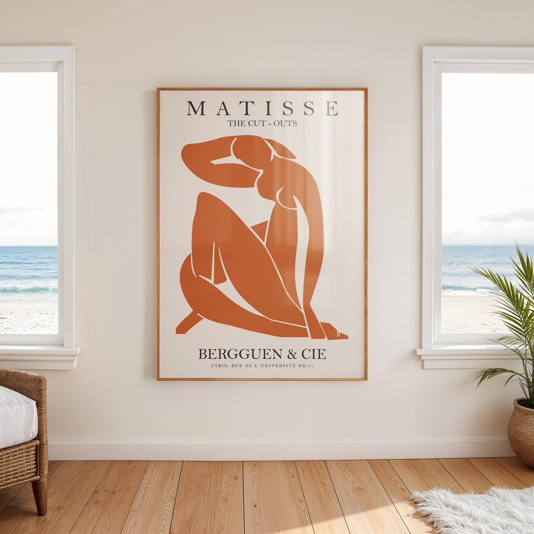 Orange Henri Matisse Lady Papier Decoupes,livingroom,timber border