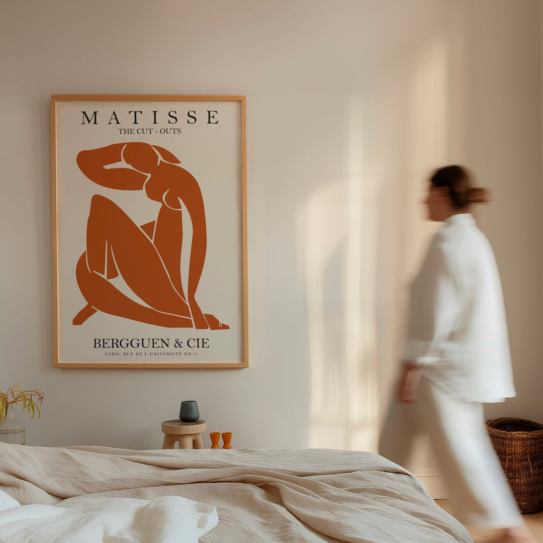 Orange Henri Matisse Lady Papier Decoupes,livingroom,timber border