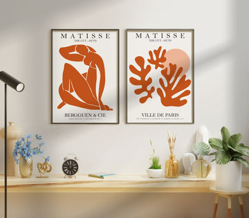 Orange Matisse Papier Decoupes & Ville De Paris Set of 2 wall - art - picture - poster