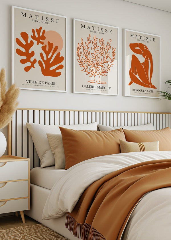 Orange Matisse Trio Matching Wall Art Prints