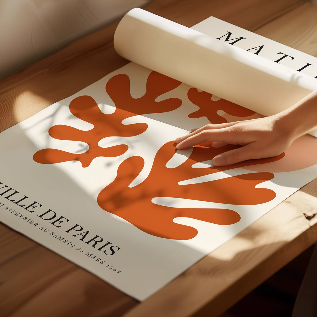 Orange Matisse Trio Matching Wall Art Prints,bedroom,timber border