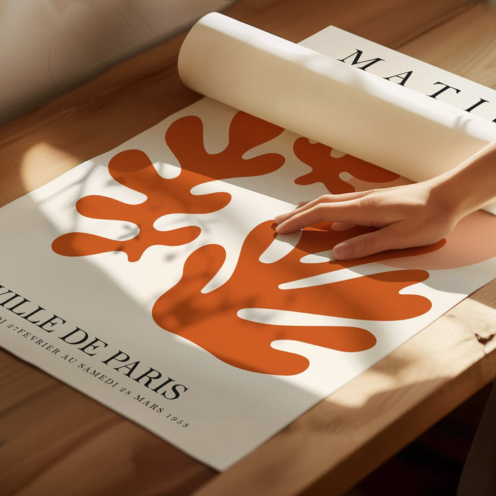 Orange Matisse Trio Matching Wall Art Prints,bedroom,timber border