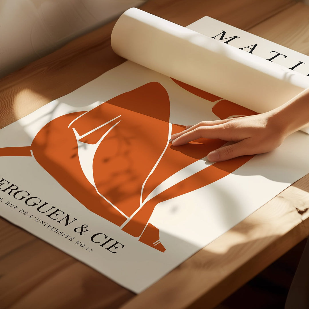 Orange Matisse Trio Matching Wall Art Prints,bedroom,timber border