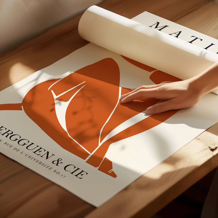 Orange Matisse Trio Matching Wall Art Prints,bedroom,timber border